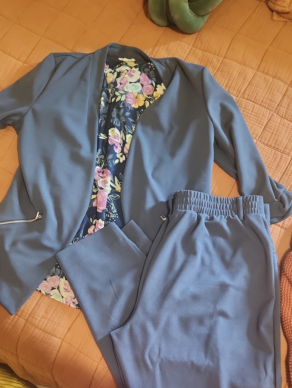 Slate Blue Blazer & Jogger Suit Set